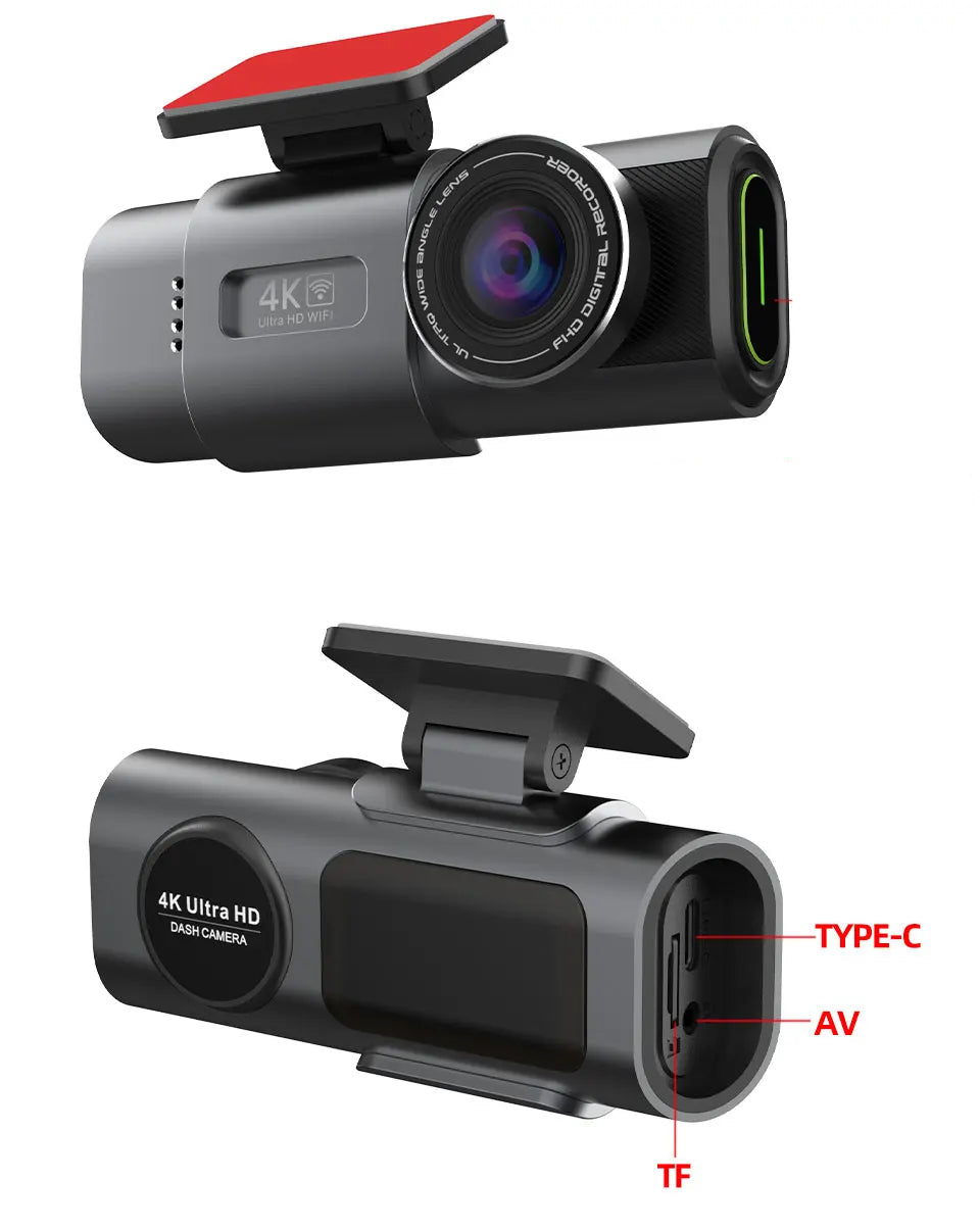 4K Dual Dash Cam with Wi-Fi, GPS, & Night Vision