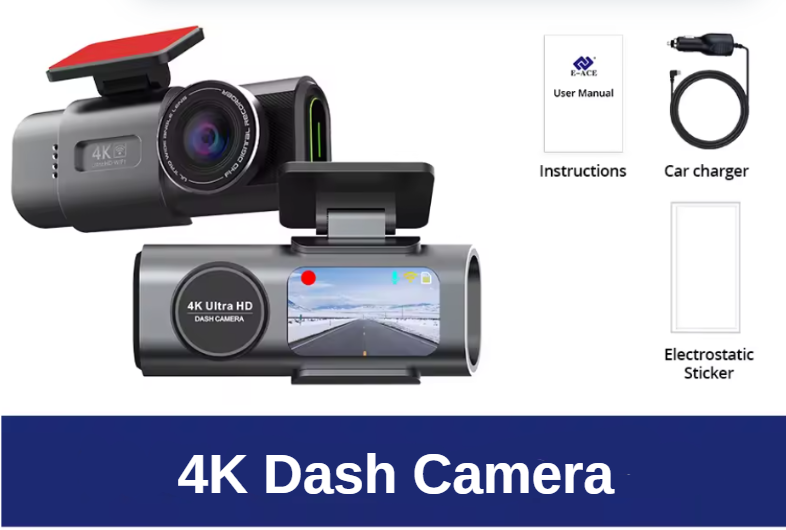 4K Dual Dash Cam with Wi-Fi, GPS, & Night Vision